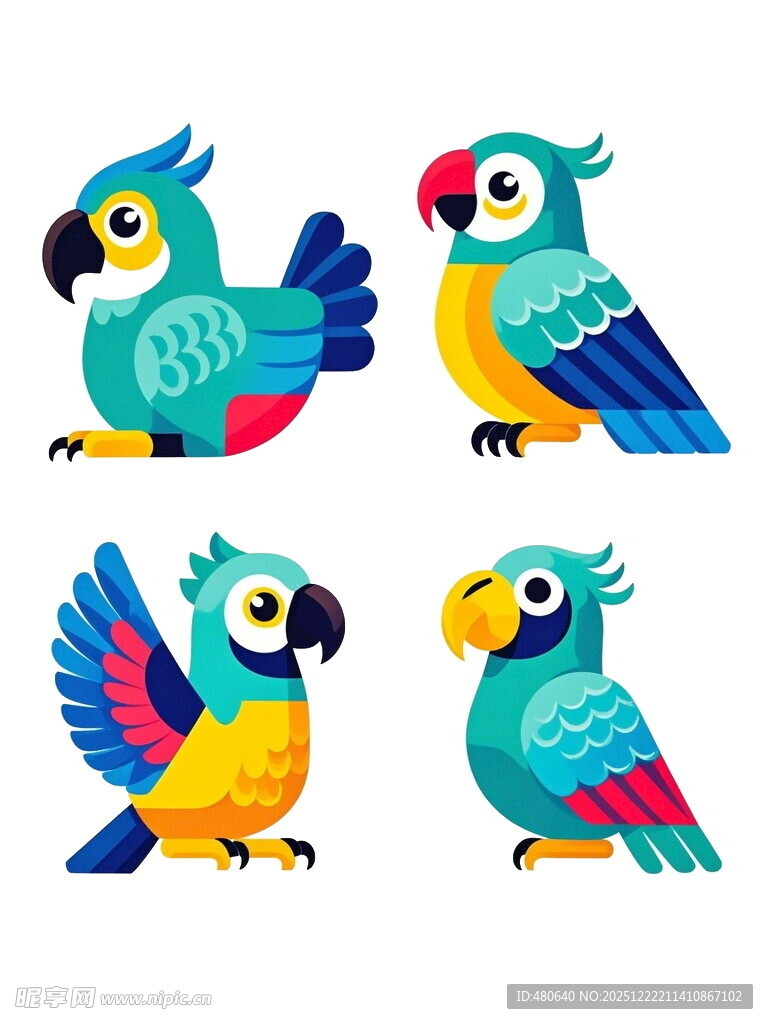 多彩鹦鹉插画
