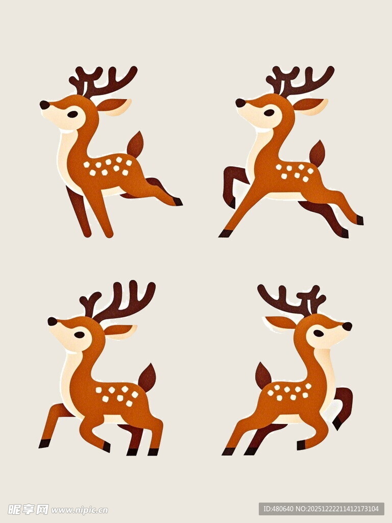 跳跃的小鹿插画图案