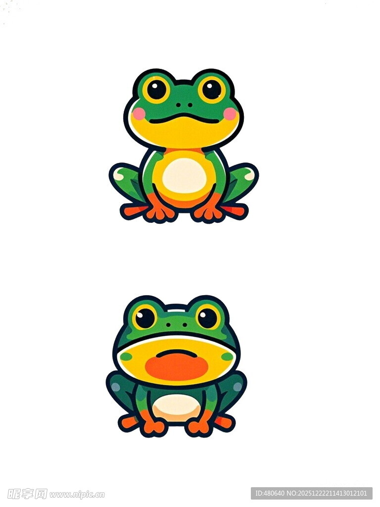 两只可爱青蛙卡通形象