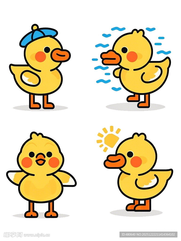 可爱小黄鸭的多样表情