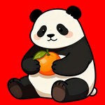 抱橘子的可爱熊猫