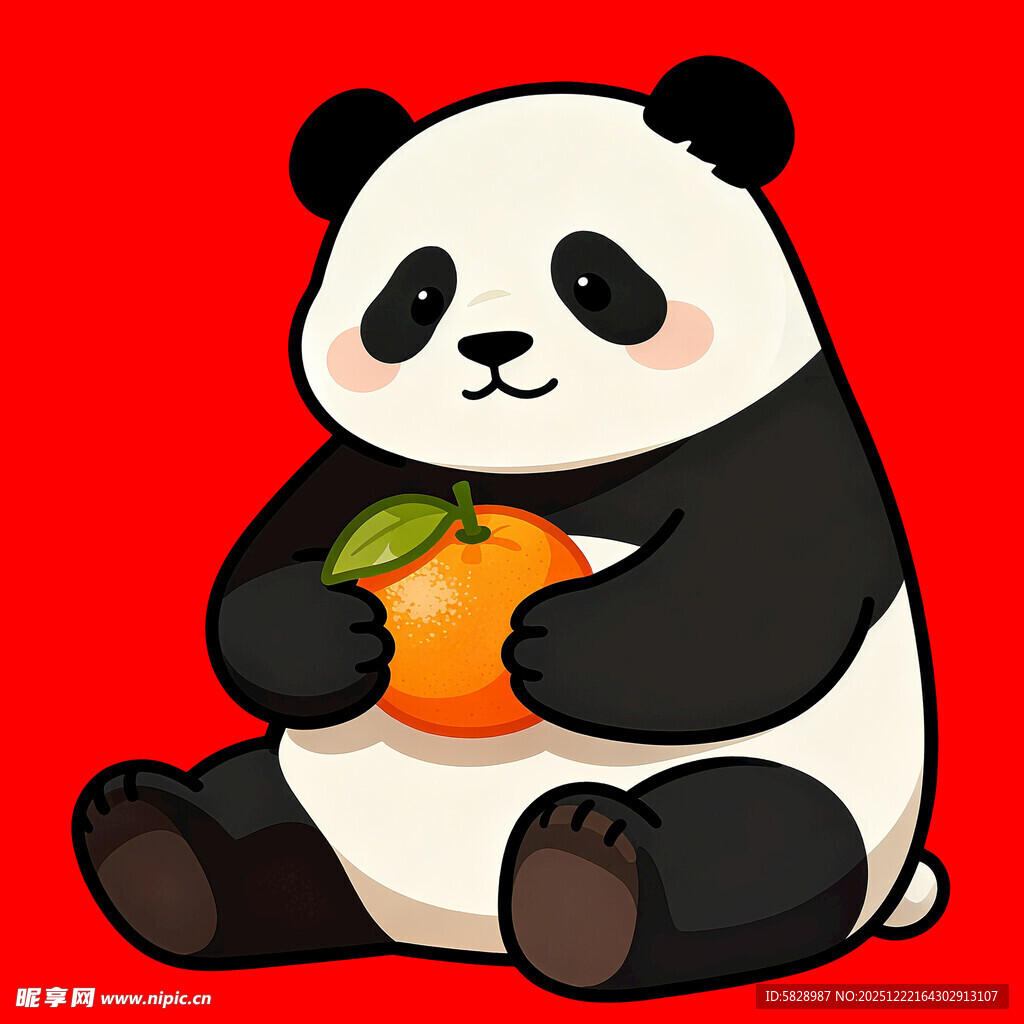 抱橘子的可爱熊猫