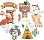 可爱动物与部落风装饰元素