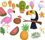 热带风情夏日元素插画