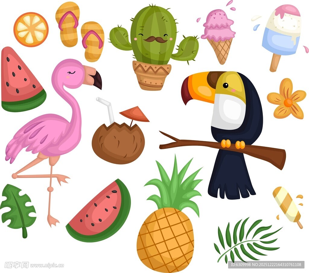 热带风情夏日元素插画