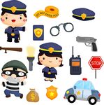警察与犯罪元素卡通集合