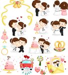 浪漫婚礼情侣插画元素