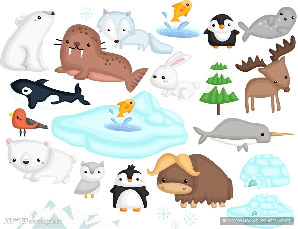 北极动物插画集合