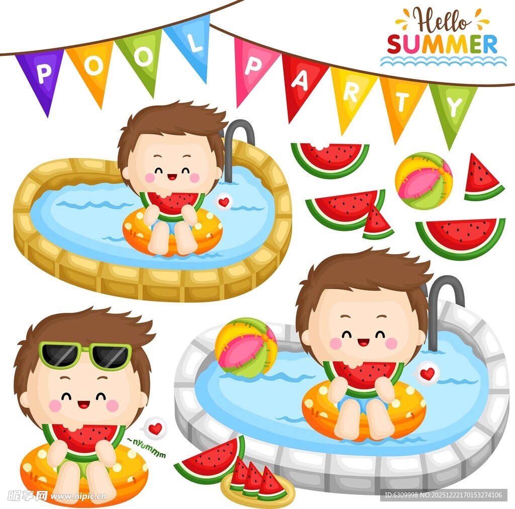 夏日萌娃泳池欢乐时光