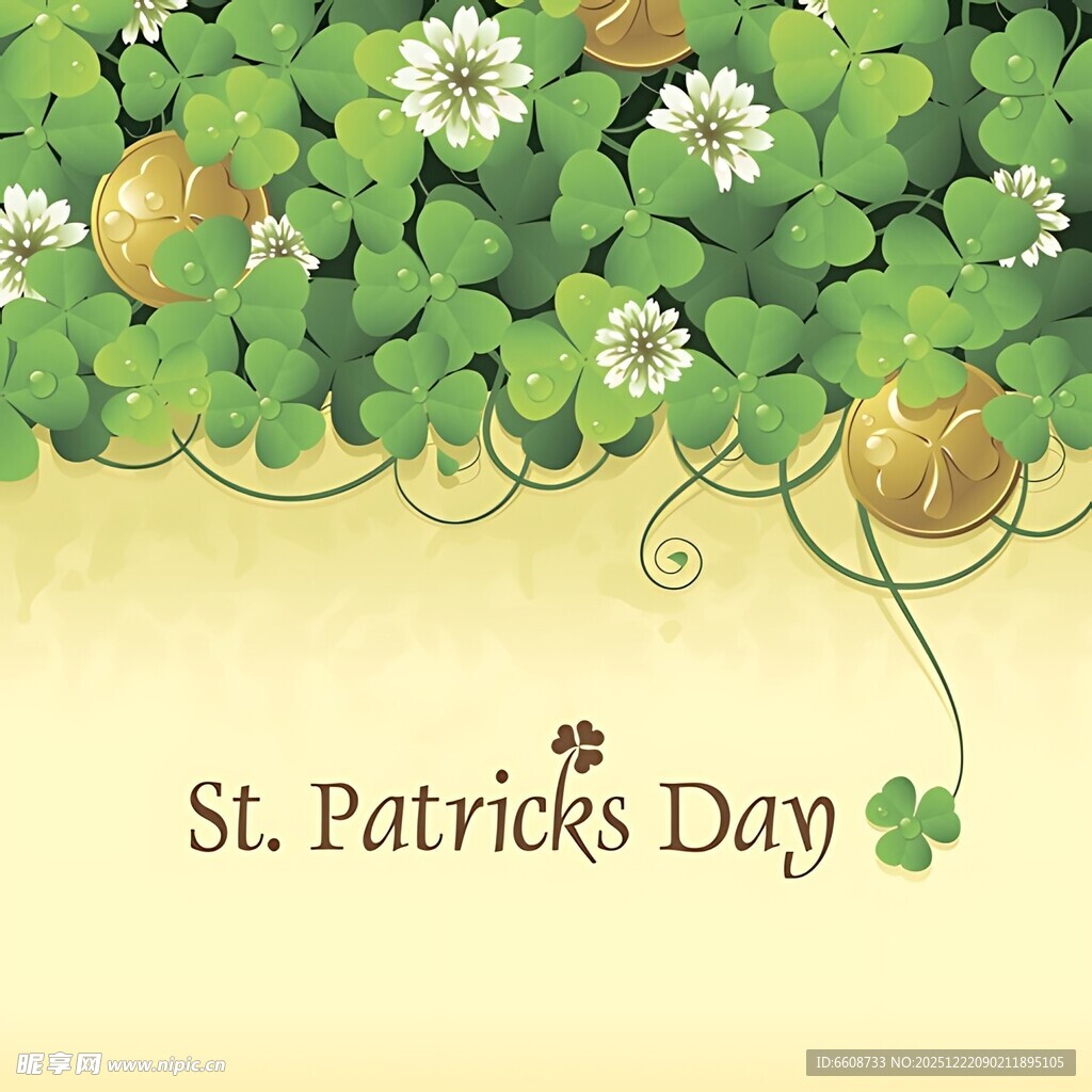 圣帕特里克节三叶草装饰图