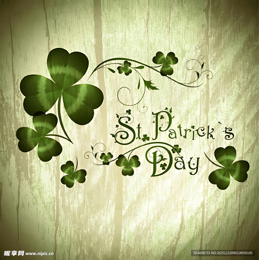 圣帕特里克节三叶草装饰图