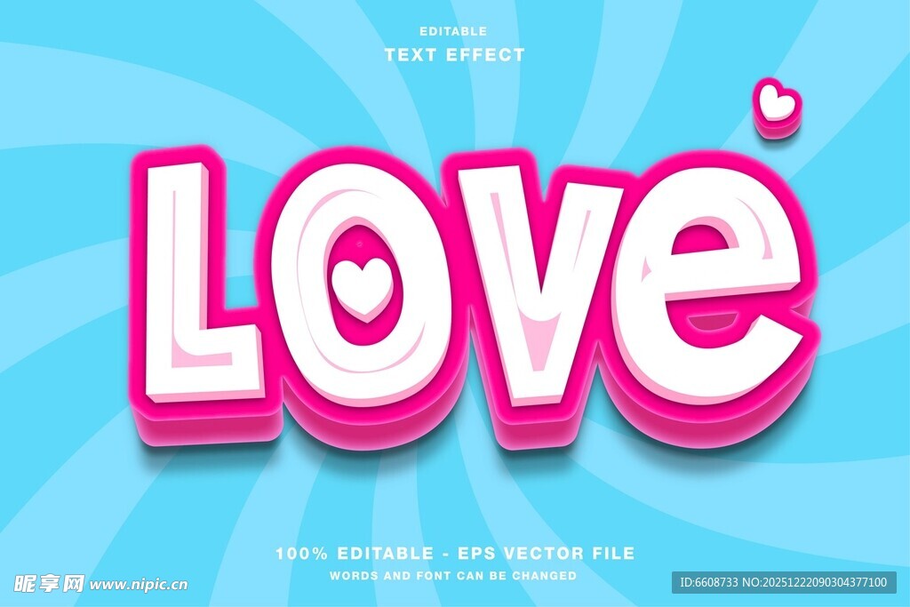 粉色爱心主题Love艺术字