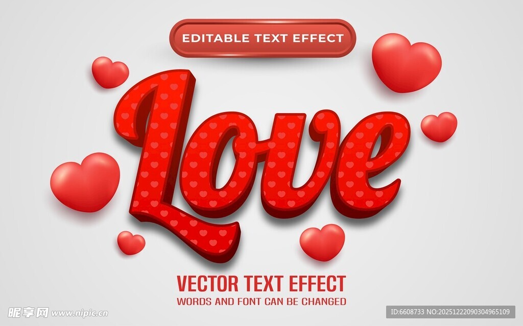 情人节爱心与love装饰