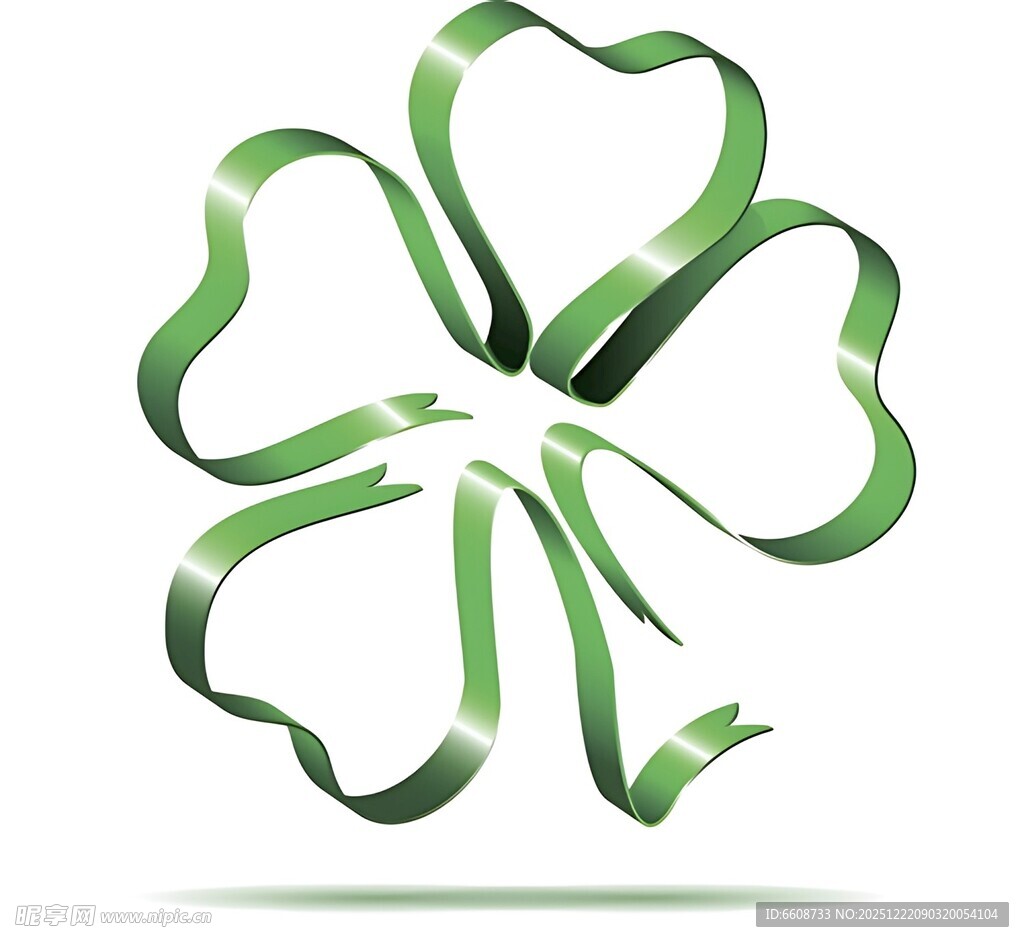 绿色丝带四叶草图案