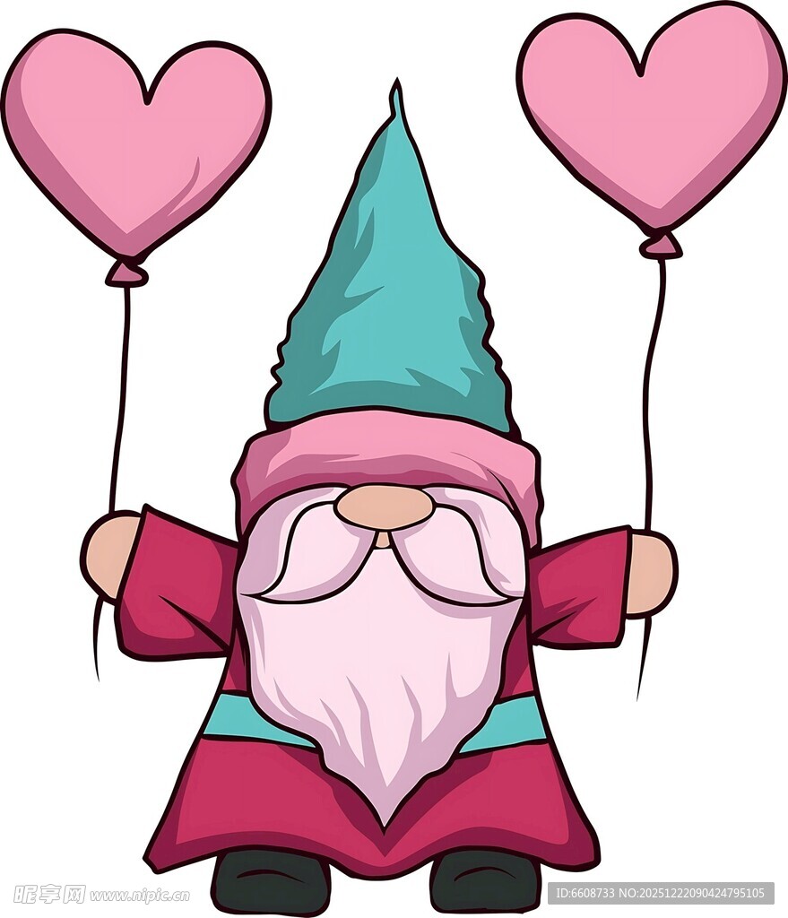 手持爱心气球的小矮人