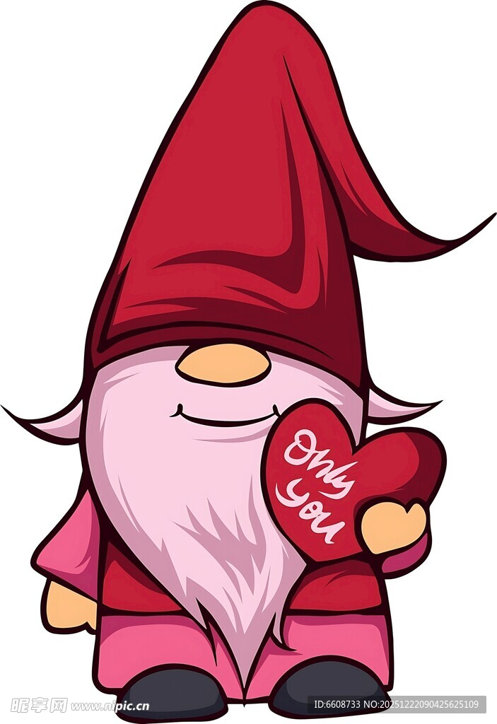 持爱心的可爱小矮人