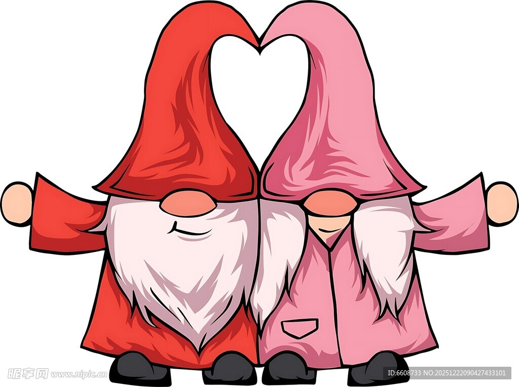 爱心相拥的可爱小矮人