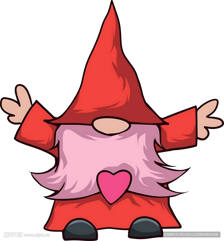 红色爱心小矮人张开双臂