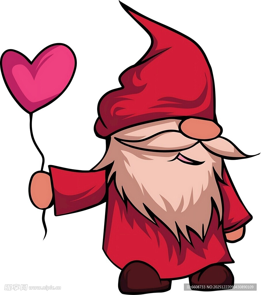 手持爱心气球的小矮人
