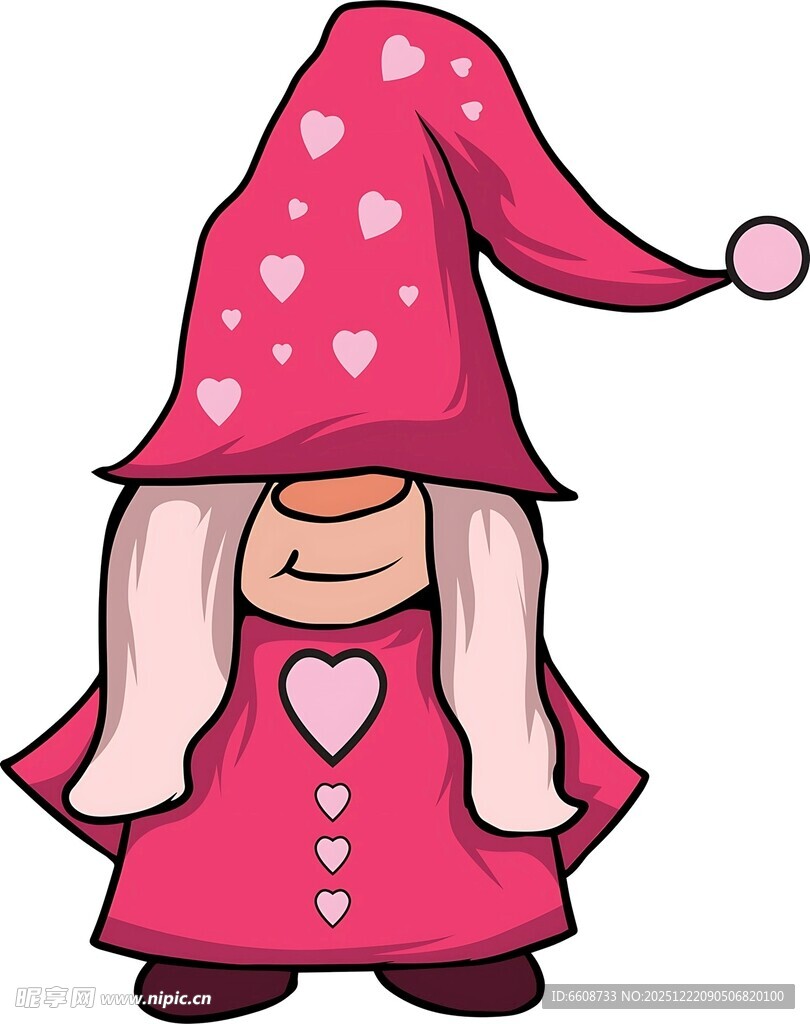 粉色爱心装扮的可爱小矮人