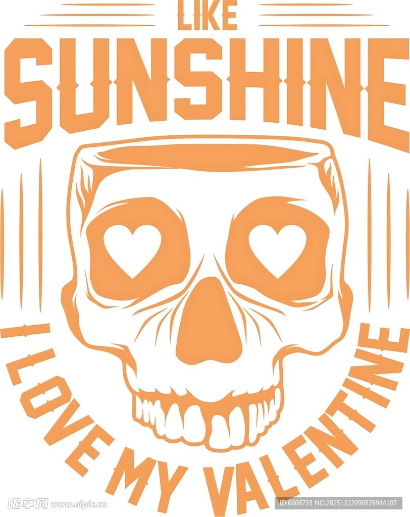 情人节骷髅爱心阳光图案