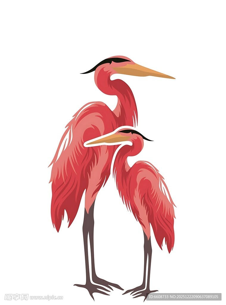 两只红鹭相依而立