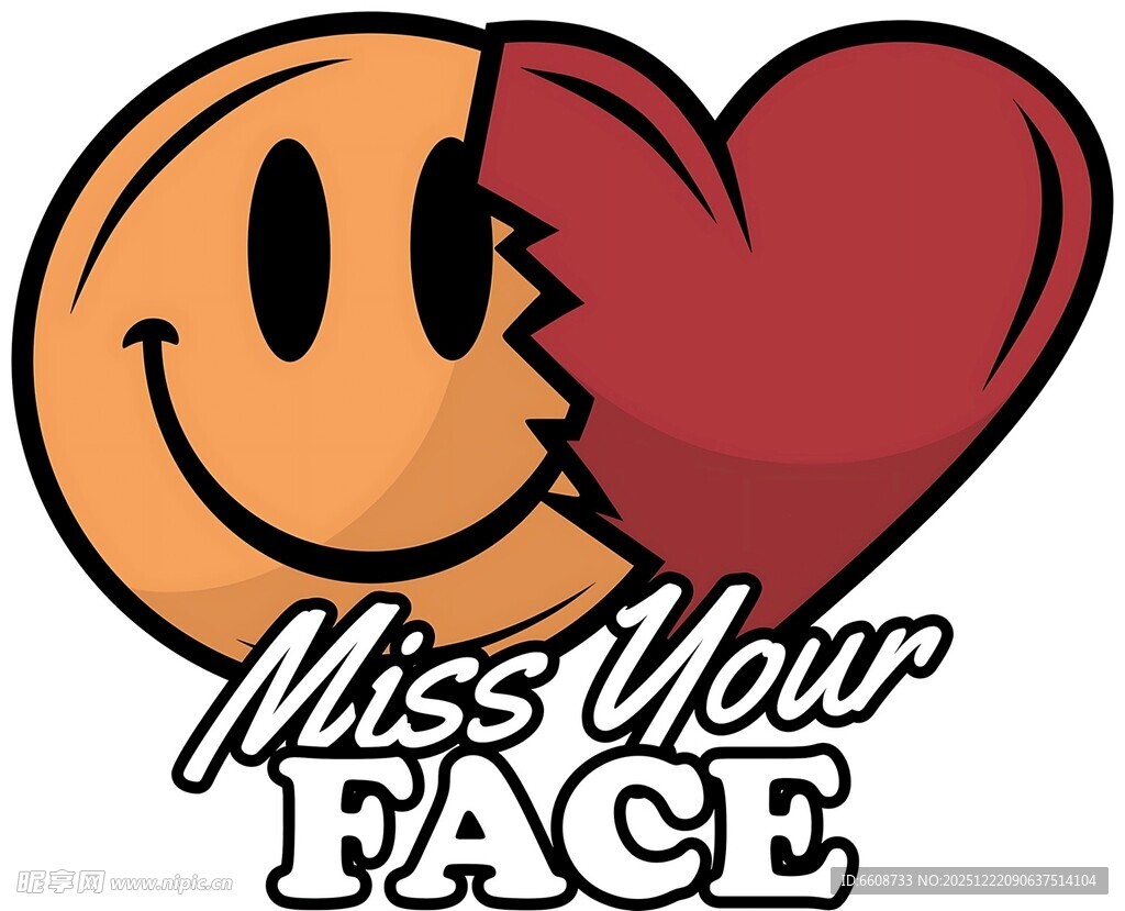 思念面容的笑脸爱心图案