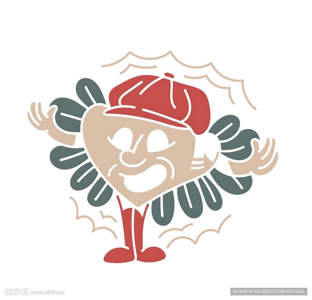 戴帽爱心卡通形象