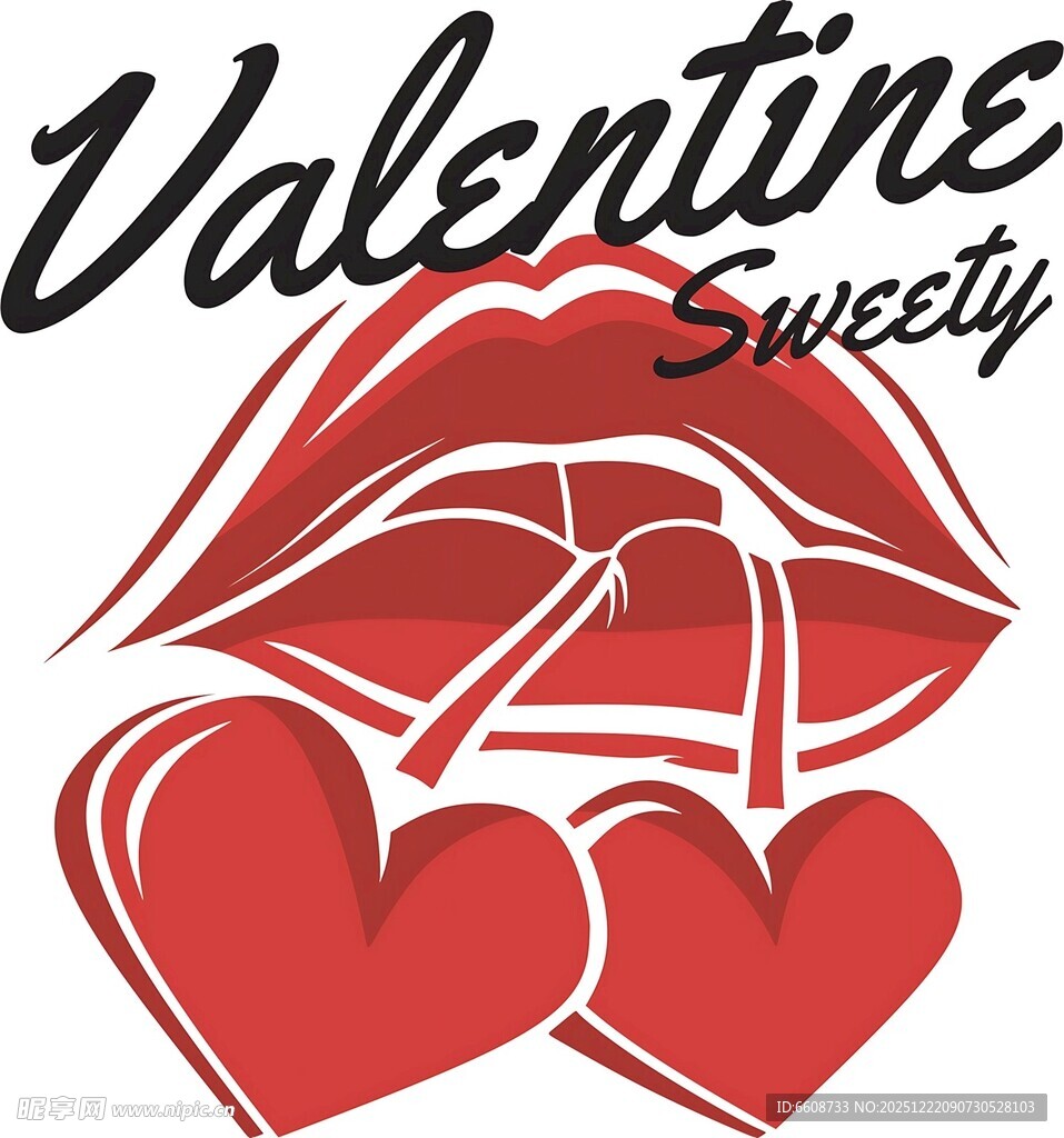 情人节甜蜜红唇爱心图案