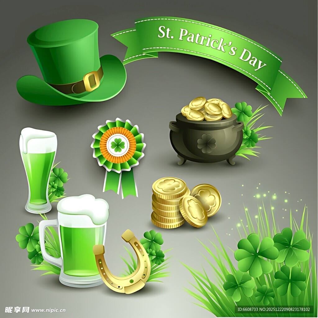 圣帕特里克节主题装饰元素