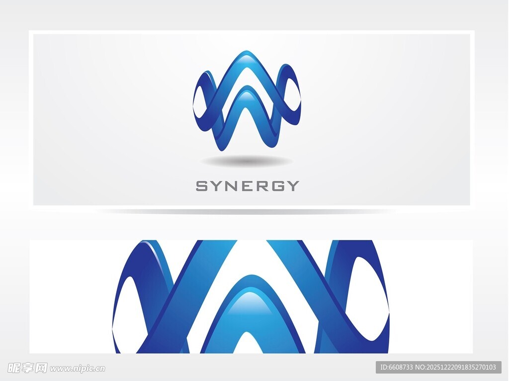 蓝色动感抽象字母标志设计