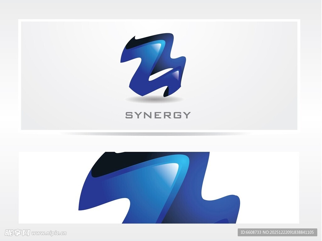 蓝色动感字母Z标志设计