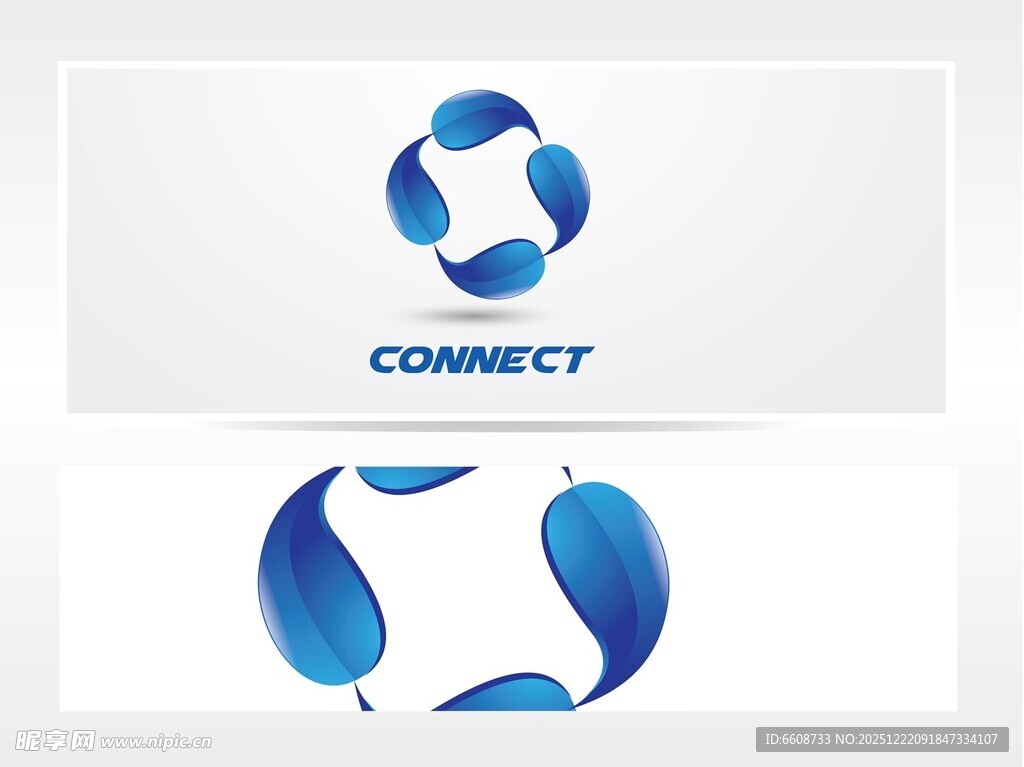 蓝色连接主题创意标志设计