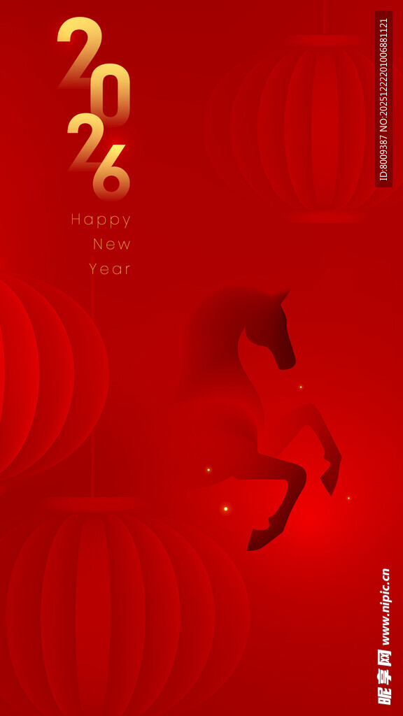 红色背景上的灵动骏马