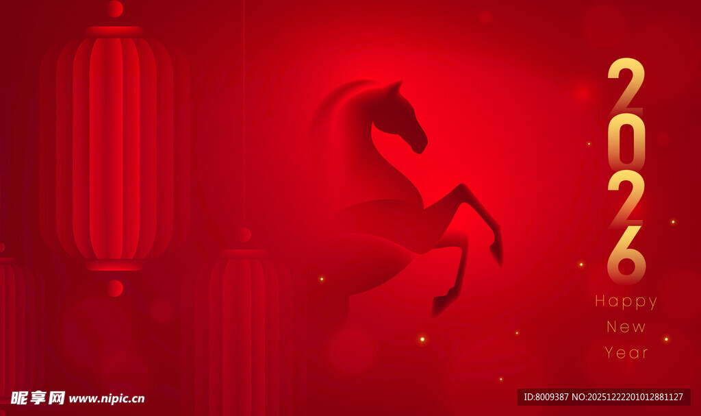2026马年喜庆红色背景图