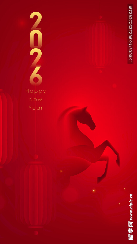 2026马年喜庆红色背景图
