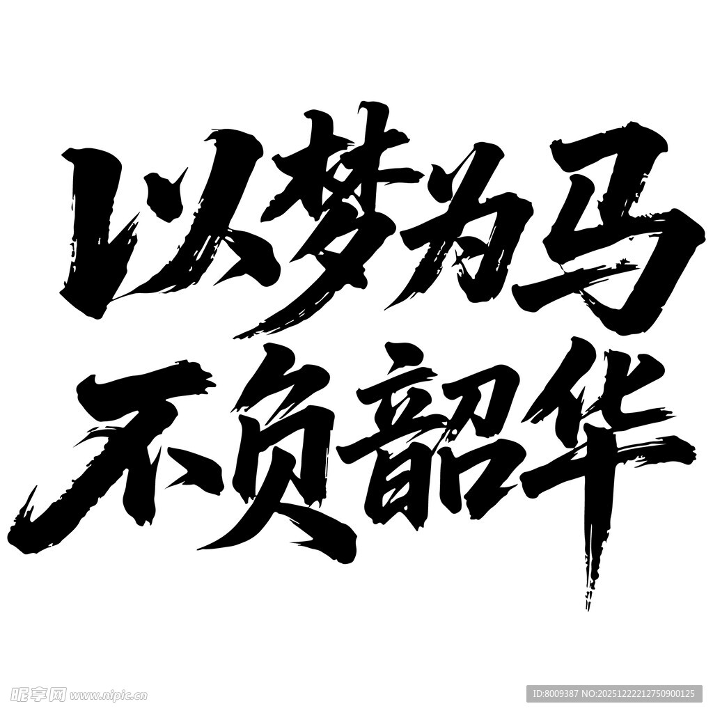 以梦为马不负韶华书法字