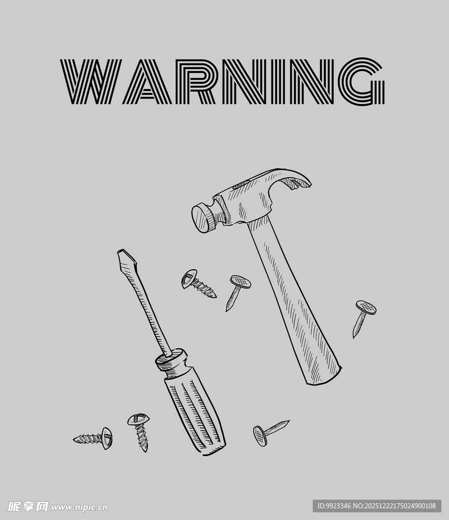 工具与螺丝的警示矢量画面