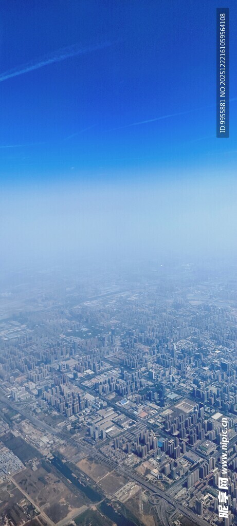 陕西西安高空俯瞰城市景观