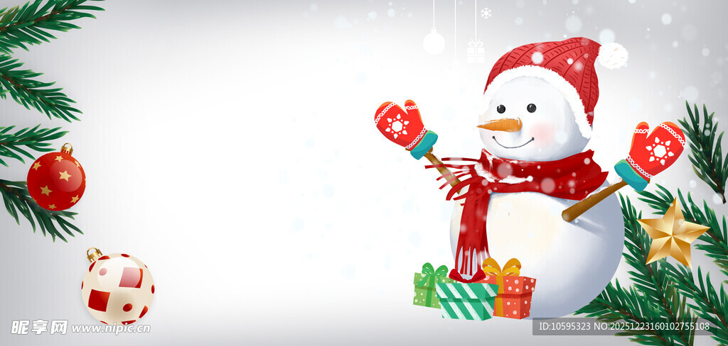 圣诞雪人及装饰元素