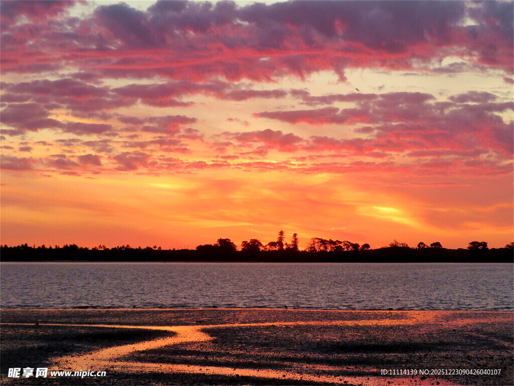 夕阳下的海滨风光