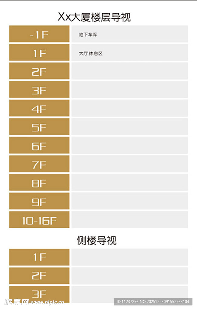 商务楼楼层导视牌