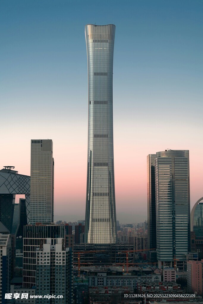 北京城市天际线中的摩天大楼