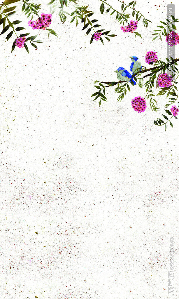 花卉小鸟简约背景图