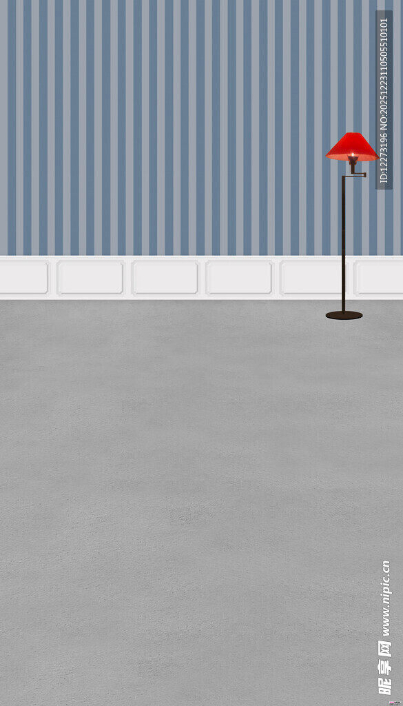 简约场景中的红色落地灯