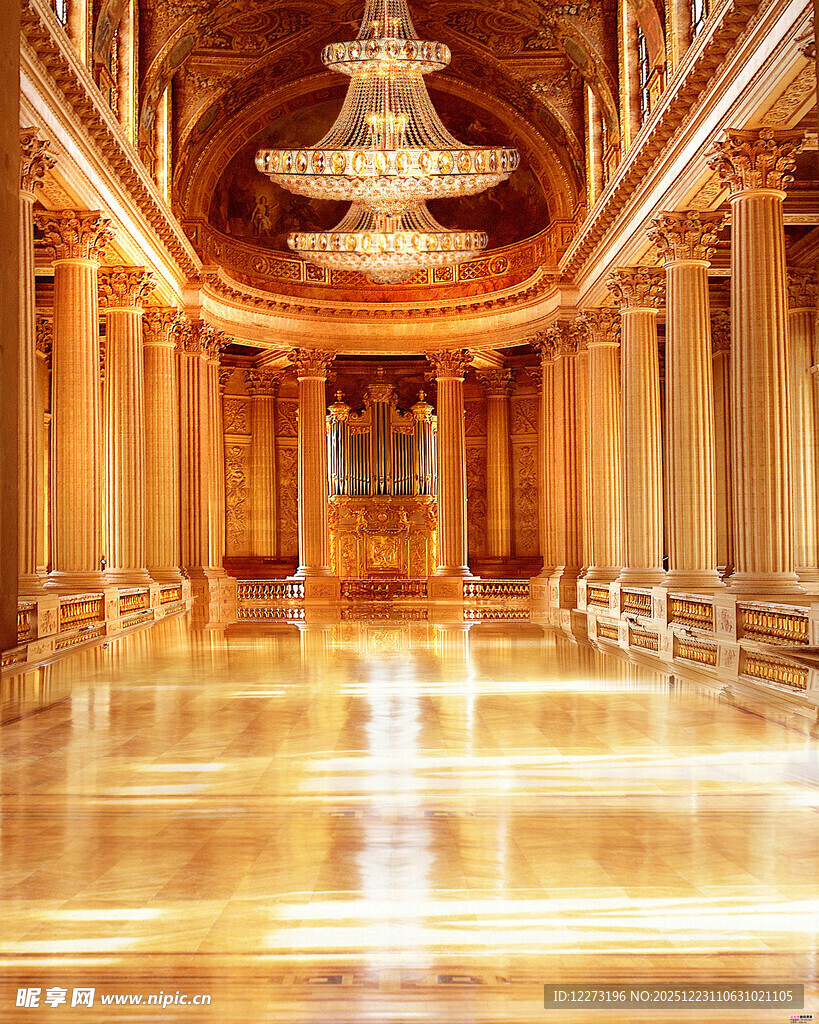 豪华古典大厅内部景观