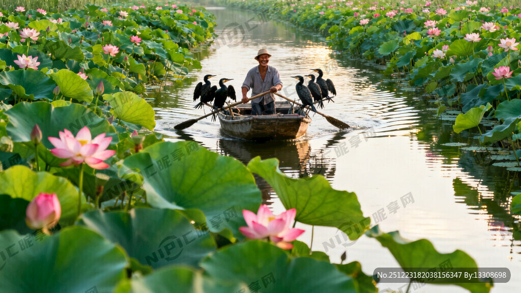 近处是翠玉般的荷叶和娇艳欲滴的