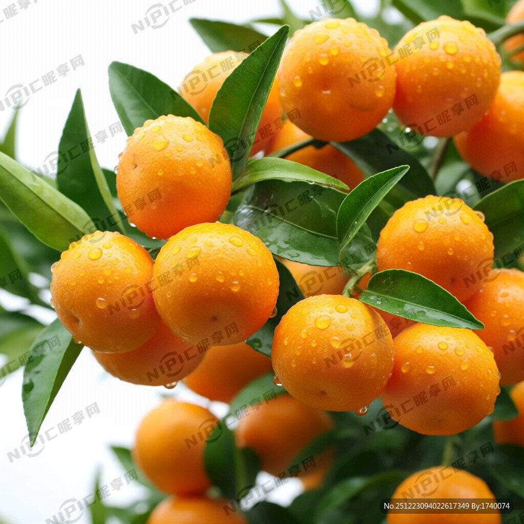 画一枝很多个沙糖桔 带有叶子