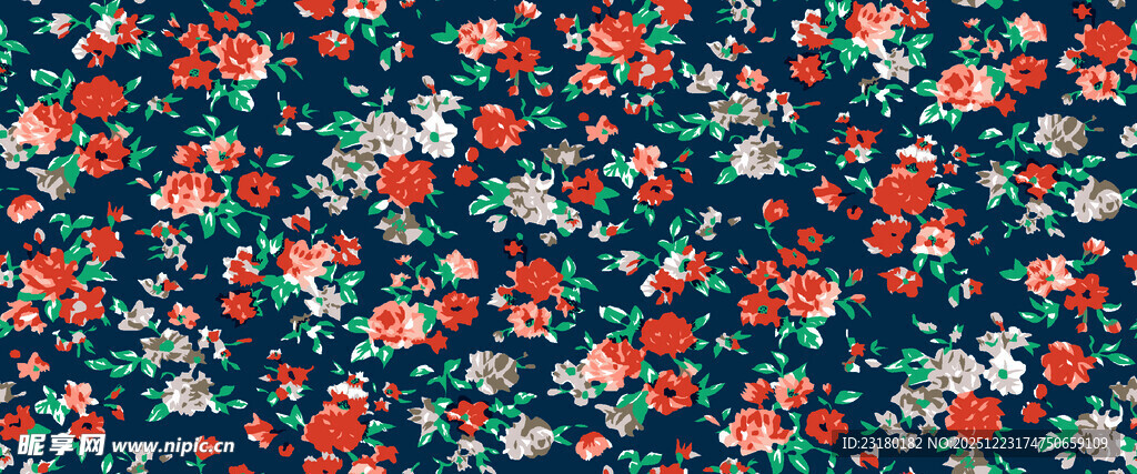 复古碎花布料图案