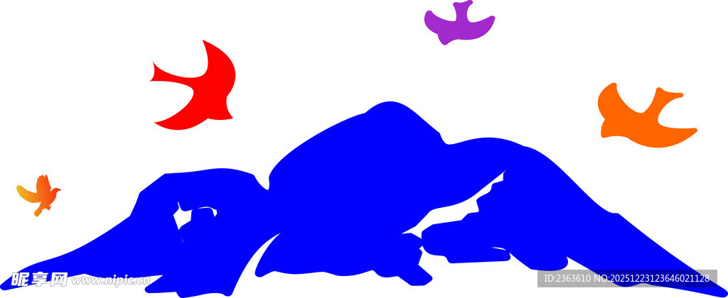 山峦飞翔的多彩鸟儿